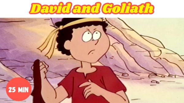 David, a young shepherd boy, defeats the giant Goliath with just a sling and his faith.