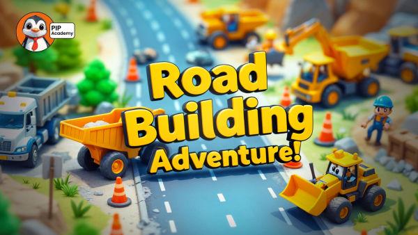 Lets learn how roads are built with heavy machines!
